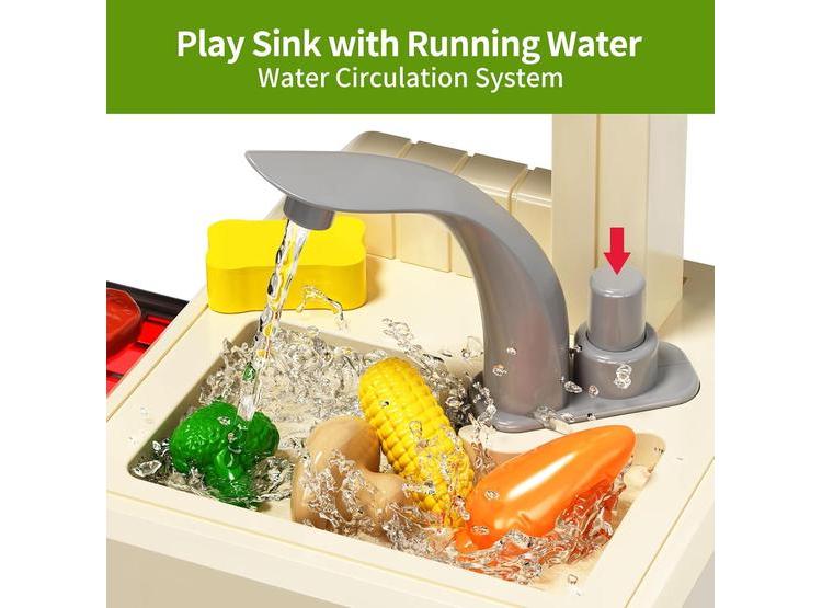PUPU PIG COCINA PARA NIÑOS CON ESTUFA, PARRILLA, FREGADERO Y ACCESORIOS DE COCINA INTERACTIVOS CON LUCES Y SONIDOS - 3