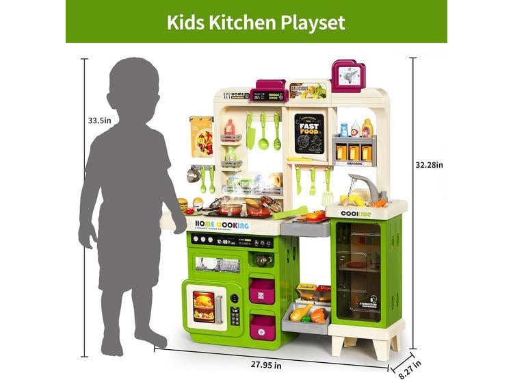 PUPU PIG COCINA PARA NIÑOS CON ESTUFA, PARRILLA, FREGADERO Y ACCESORIOS DE COCINA INTERACTIVOS CON LUCES Y SONIDOS - 4