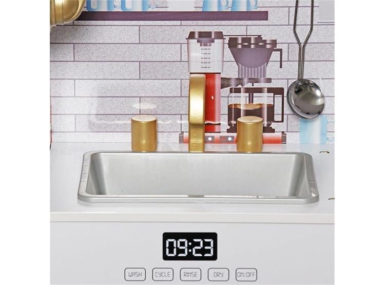 COCINA DE MADERA CON LUCES, HORNO Y MICROONDAS PARA NIÑOS, CON ACCESORIOS PARA JUEGO Y DESARROLLO DE HABILIDADES - 5