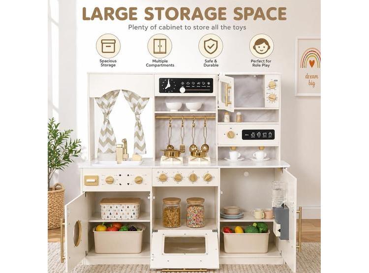 COCINA DE MADERA INFANTIL CON ACCESORIOS COMO MÁQUINA DE HIELO, DISPENSADOR Y CAFETERA, DE BUOYANTKIDS - 2