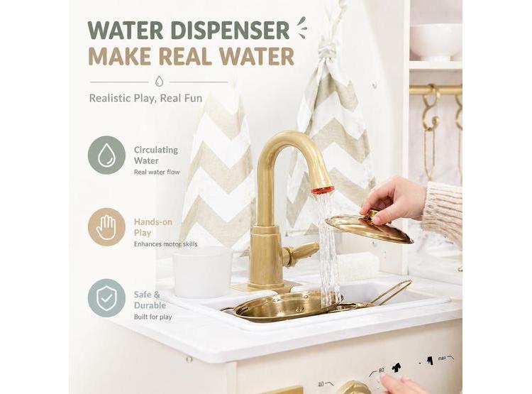 COCINA DE MADERA INFANTIL CON ACCESORIOS COMO MÁQUINA DE HIELO, DISPENSADOR Y CAFETERA, DE BUOYANTKIDS - 3