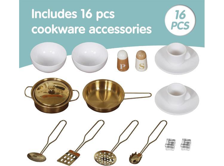 COCINA DE MADERA INFANTIL CON ACCESORIOS COMO MÁQUINA DE HIELO, DISPENSADOR Y CAFETERA, DE BUOYANTKIDS - 7