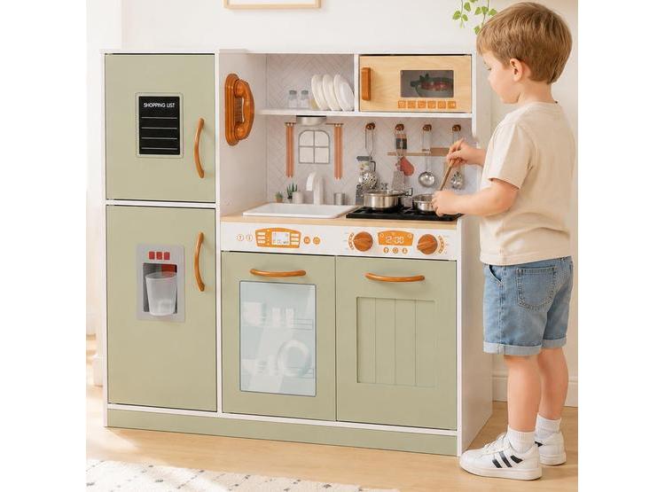 COCINA DE MADERA CON LUZ Y ACCESORIOS. INCLUYE HORNO Y MICROONDAS. IDEAL PARA NIÑOS DESDE LOS 3 AÑOS - 5