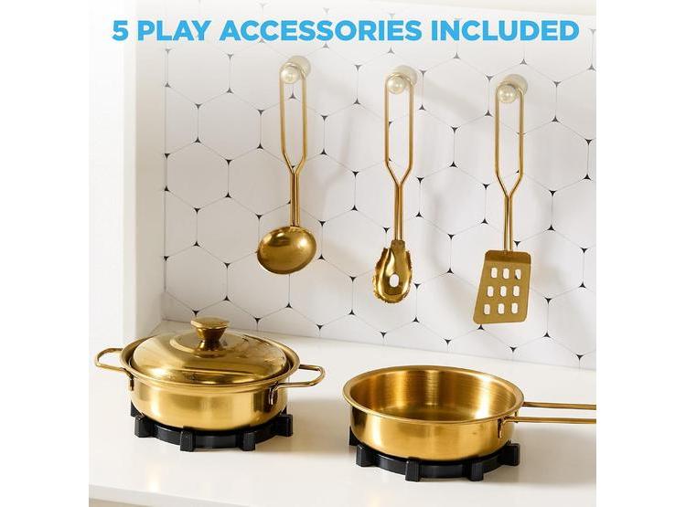 COCINA DE JUGUETE DE MADERA PARA NIÑOS, INCLUYE ALMACENAMIENTO, MICROONDAS, HORNO, PERILLAS INTERACTIVAS Y ACCESORIOS - 5