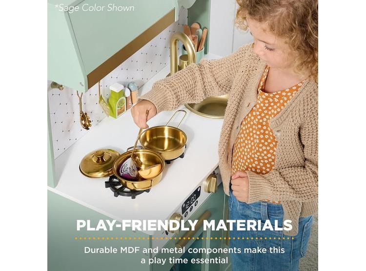 COCINA DE JUGUETE DE MADERA PARA NIÑOS, INCLUYE ALMACENAMIENTO, MICROONDAS, HORNO, PERILLAS INTERACTIVAS Y ACCESORIOS - 6