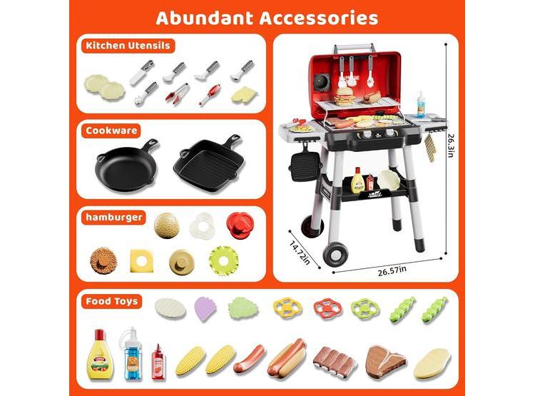 PARRILLA DE JUGUETE PARA NIÑOS CON LUCES, SONIDOS Y ACCESORIOS, IDEAL PARA EDADES DE 3 A 5 AÑOS, JUGUETE EDUCATIVO - 7
