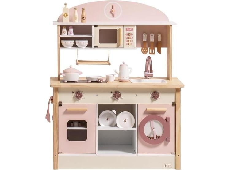 ROBUD JUEGO DE COCINA PARA NIÑOS, ACCESORIOS REALISTAS DE MADERA, ESTILO MODERNO, REGALO PARA NIÑAS Y NIÑOS, ROSA - 1
