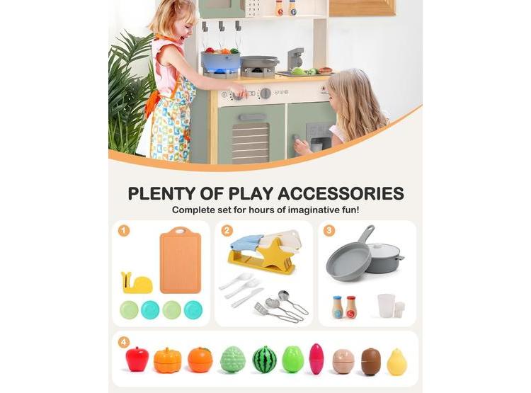 BABYTRONIC COCINA DE JUEGO INFANTIL DE MADERA CON LUCES, SONIDOS, ESTUFA, FREGADERO, HORNO Y ACCESORIOS - 3