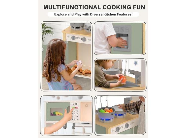 BABYTRONIC COCINA DE JUEGO INFANTIL DE MADERA CON LUCES, SONIDOS, ESTUFA, FREGADERO, HORNO Y ACCESORIOS - 4