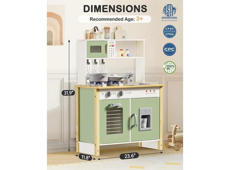 BABYTRONIC COCINA DE JUEGO INFANTIL DE MADERA CON LUCES, SONIDOS, ESTUFA, FREGADERO, HORNO Y ACCESORIOS - 5