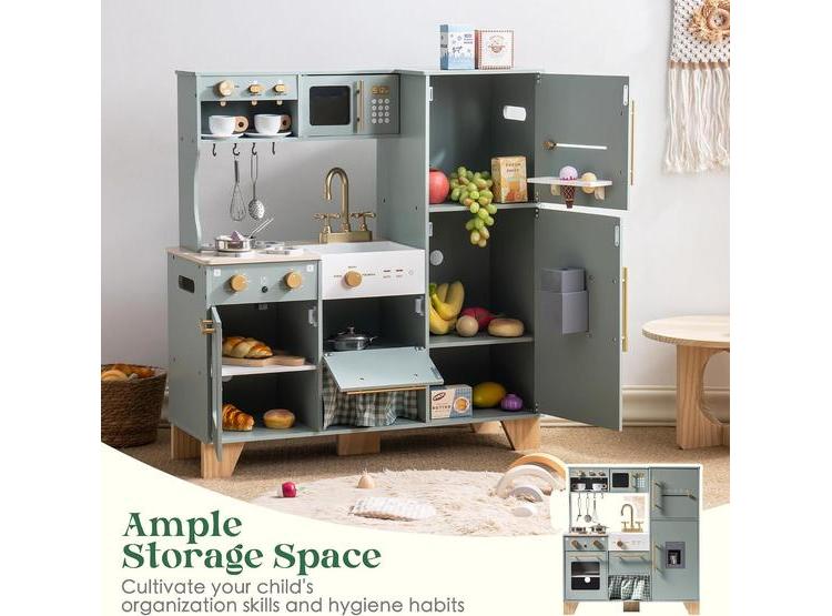 JUEGO DE COCINA DE MADERA ROBUD CON MÁQUINA DE HIELO, HORNO, REFRIGERADOR, LAVAVAJILLAS Y ACCESORIOS PARA NIÑOS - 2