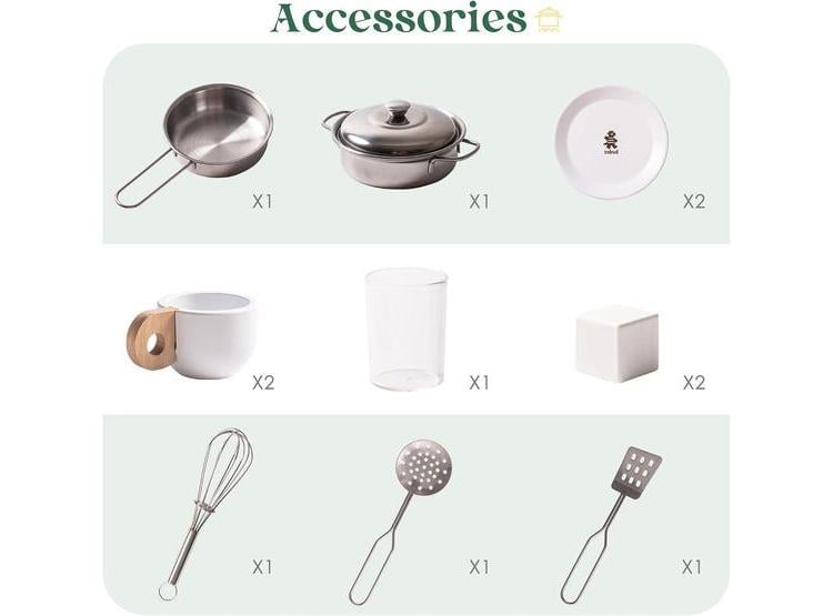 JUEGO DE COCINA DE MADERA ROBUD CON MÁQUINA DE HIELO, HORNO, REFRIGERADOR, LAVAVAJILLAS Y ACCESORIOS PARA NIÑOS - 3