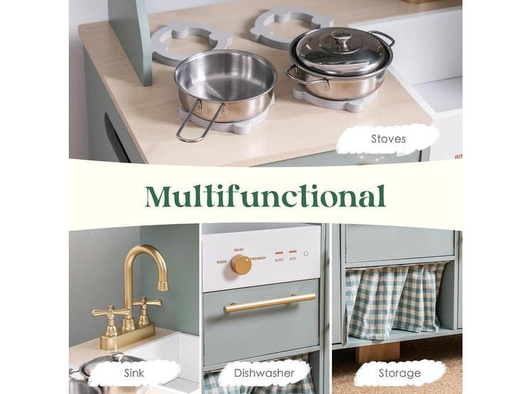 JUEGO DE COCINA DE MADERA ROBUD CON MÁQUINA DE HIELO, HORNO, REFRIGERADOR, LAVAVAJILLAS Y ACCESORIOS PARA NIÑOS - 5