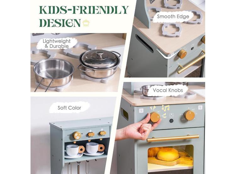 JUEGO DE COCINA DE MADERA ROBUD CON MÁQUINA DE HIELO, HORNO, REFRIGERADOR, LAVAVAJILLAS Y ACCESORIOS PARA NIÑOS - 6