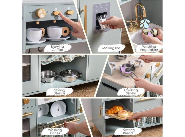 JUEGO DE COCINA DE MADERA ROBUD CON MÁQUINA DE HIELO, HORNO, REFRIGERADOR, LAVAVAJILLAS Y ACCESORIOS PARA NIÑOS - 7