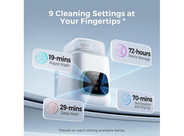 MOMCOZY KLEANPAL PRO LAVADORA ESTERILIZADORA DE BIBERONES MODOS DE LIMPIEZA PARA CUIDADO DE ARTÍCULOS BEBÉ - 4
