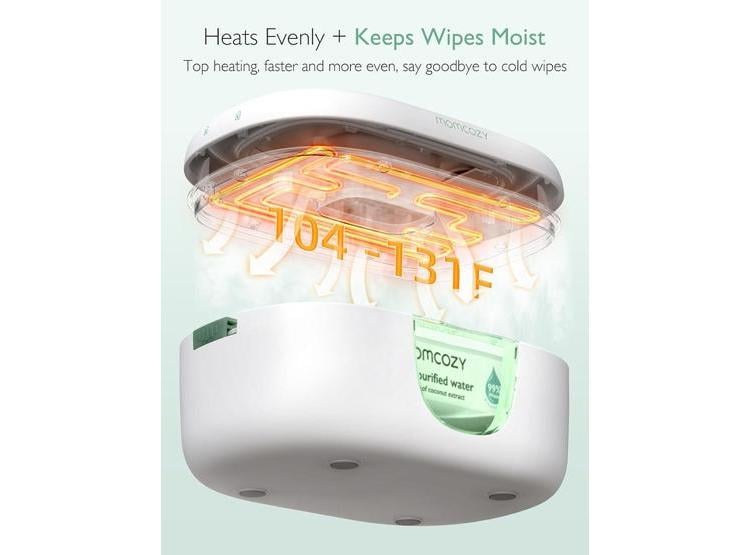 CALENTADOR DE TOALLITAS MOMCOZY, DISEÑO INNOVADOR, CALEFACCIÓN RÁPIDA, 4 MODOS DE TEMPERATURA, LUZ NOCTURNA - 2