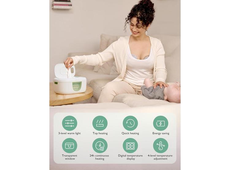 CALENTADOR DE TOALLITAS MOMCOZY, DISEÑO INNOVADOR, CALEFACCIÓN RÁPIDA, 4 MODOS DE TEMPERATURA, LUZ NOCTURNA - 8