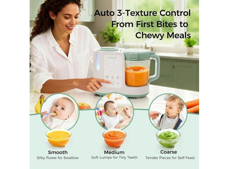 MOMCOZY PROCESADOR DE ALIMENTOS PARA BEBÉS AUTOMEAL, MEZCLA AUTOMÁTICA, 6 CUCHILLAS, AUTOLIMPIEZA - 3