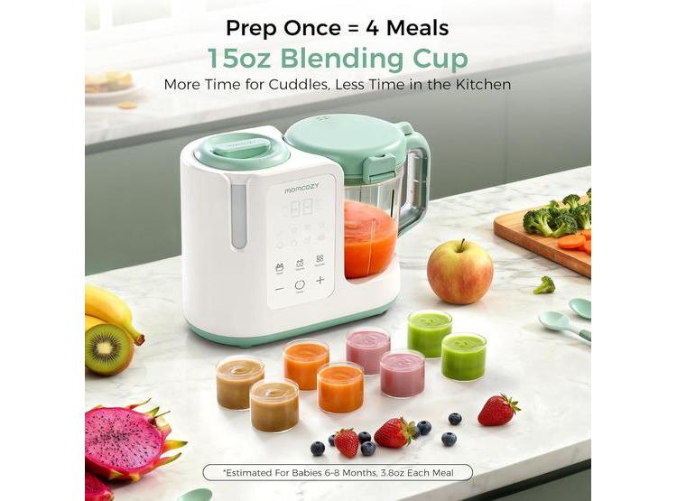 MOMCOZY PROCESADOR DE ALIMENTOS PARA BEBÉS AUTOMEAL, MEZCLA AUTOMÁTICA, 6 CUCHILLAS, AUTOLIMPIEZA - 5