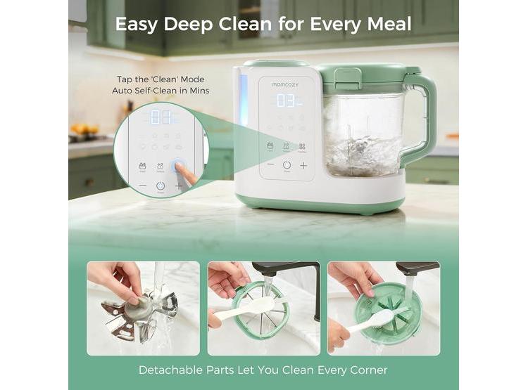 MOMCOZY PROCESADOR DE ALIMENTOS PARA BEBÉS AUTOMEAL, MEZCLA AUTOMÁTICA, 6 CUCHILLAS, AUTOLIMPIEZA - 7