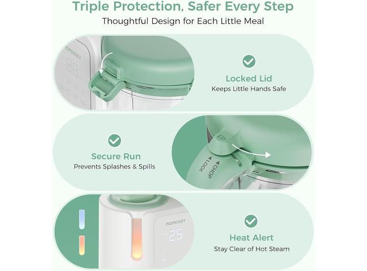 MOMCOZY PROCESADOR DE ALIMENTOS PARA BEBÉS AUTOMEAL, MEZCLA AUTOMÁTICA, 6 CUCHILLAS, AUTOLIMPIEZA - 8