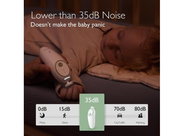 LIMA ELÉCTRICA PARA UÑAS DE BEBÉ MOMCOZY CON LUZ LED Y 7 ALMOHADILLAS DE REPUESTO PARA TODA LA FAMILIA, VERDE - 2