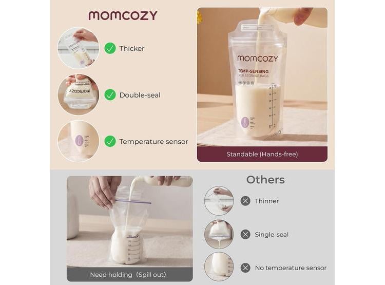 BOLSAS DE ALMACENAMIENTO DE LECHE MOMCOZY CON DETECCIÓN DE TEMPERATURA Y DOBLE SELLADO PARA LACTANCIA - 4