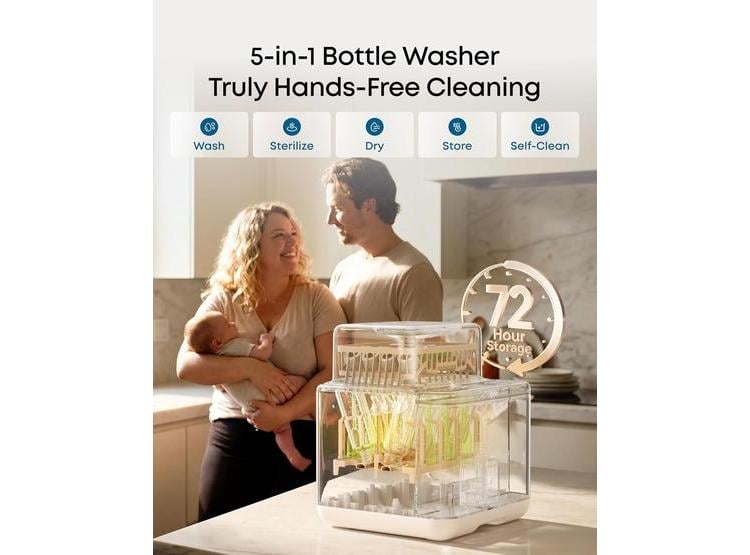 EUFY LAVADORA Y ESTERILIZADORA DE BIBERONES S1 PRO, SUAVIZANTE DE AGUA Y SECADO RÁPIDO - 4