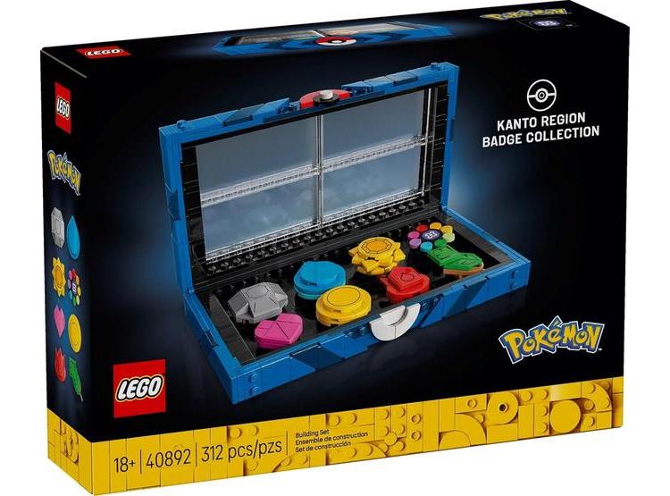 VITRINA LEGO DE INSIGNIAS POKÉMON KANTO, 312 PIEZAS, COLECCIÓN DE 8 INSIGNIAS DE GIMNASIO, PARA ADULTOS - 1