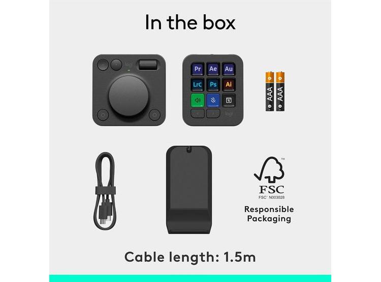 LOGITECH MX CREATIVE CONSOLE CON 9 TECLAS PERSONALIZABLES Y DIAL, INCLUYE ADOBE CLOUD 3 MESES - 10