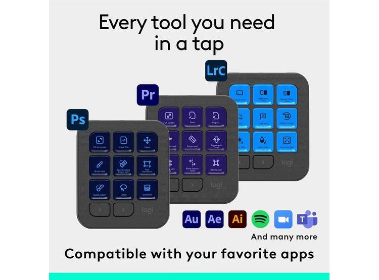 LOGITECH MX CREATIVE CONSOLE CON 9 TECLAS PERSONALIZABLES Y DIAL, INCLUYE ADOBE CLOUD 3 MESES - 3