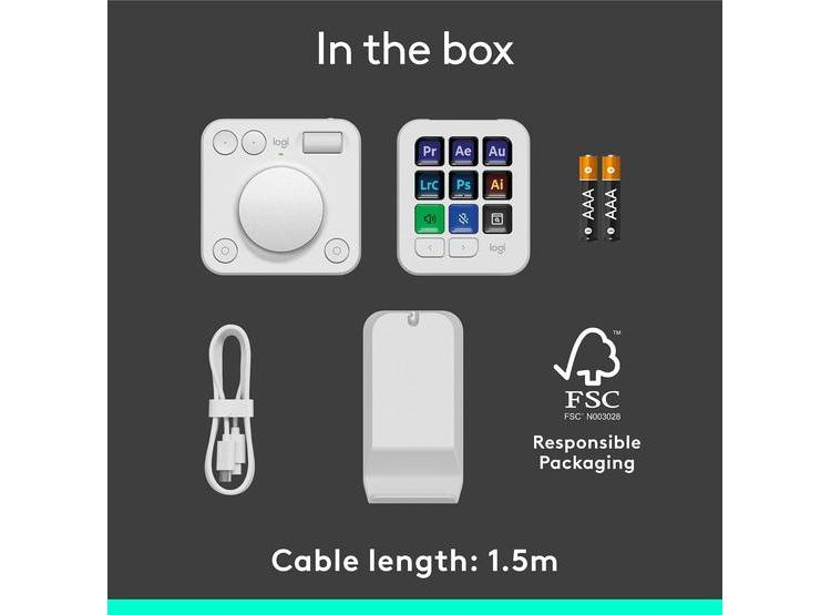 LOGITECH MX CONSOLE 9 TECLAS LCD PERSONALIZABLES, CONTROL PARA ADOBE Y SPOTIFY, GRIS PÁLIDO - 10