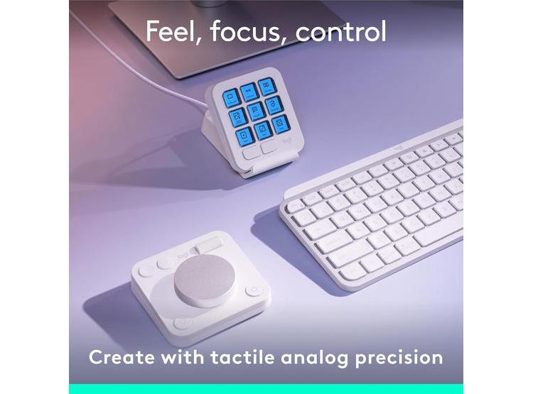 LOGITECH MX CONSOLE 9 TECLAS LCD PERSONALIZABLES, CONTROL PARA ADOBE Y SPOTIFY, GRIS PÁLIDO - 5