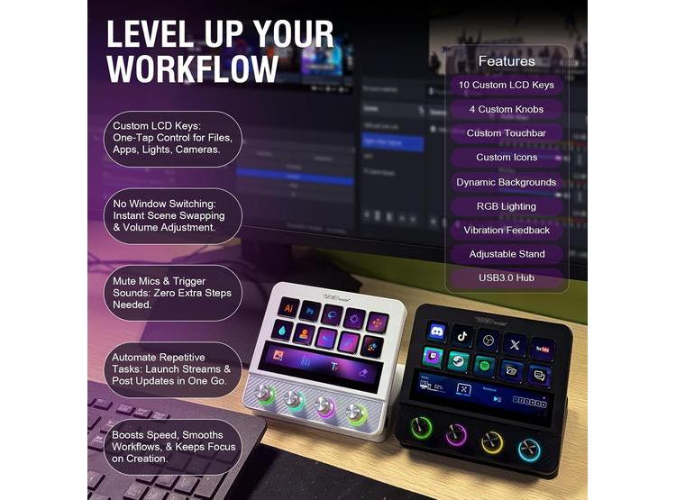 CONTROLADOR VSDINSIDE PARA STREAMING CON TECLAS PROGRAMABLES, MACROS Y SOPORTE USB, COMPATIBLE CON MAC/PC - 2