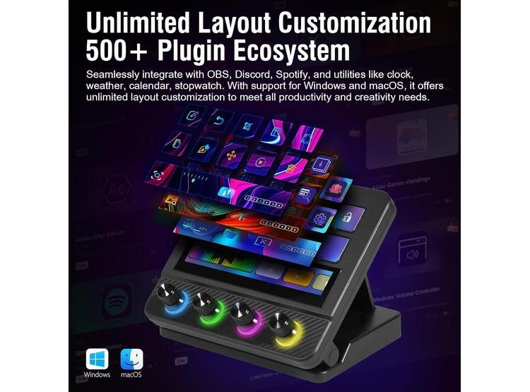 TECLADO MACRO USB-C Y CONTROLADOR DE DECK CON TECLAS RÁPIDAS PROGRAMABLES Y MEZCLADOR DE AUDIO PARA STREAMING Y JUEGOS - 3