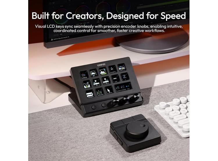 ULANZI D200X CREATIVE DECK - TECLADO MACRO, 14 TECLAS LCD, 3 PERILLAS DE CODIFICADOR Y HUB 8 EN 1 - 6