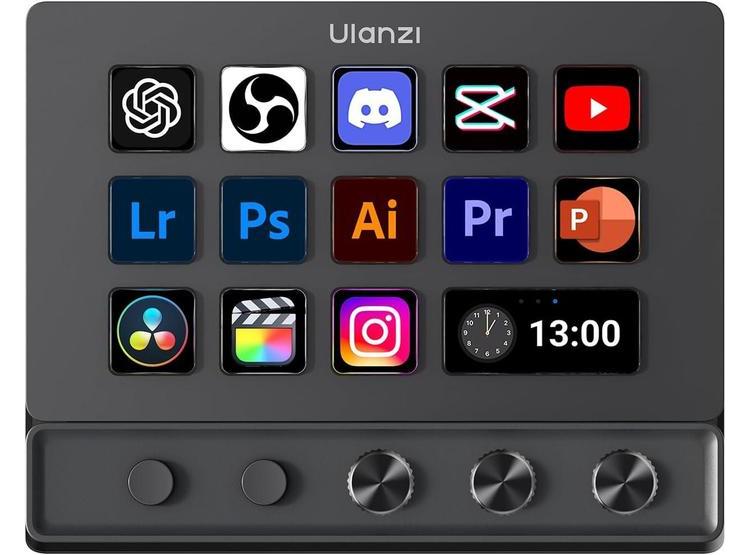 ULANZI D200X CREATIVE DECK - TECLADO MACRO, 14 TECLAS LCD, 3 PERILLAS DE CODIFICADOR Y HUB 8 EN 1 - 8