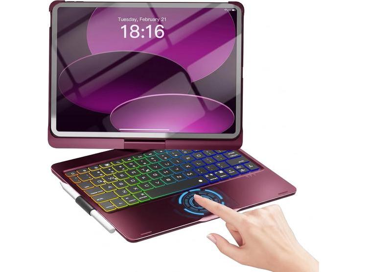 FUNDA CON TECLADO NOKBABO PARA IPAD 10/11 Y IPAD AIR, TRACKPAD, ROTACIÓN 360°, RETROILUMINADO, BLUETOOTH - 10