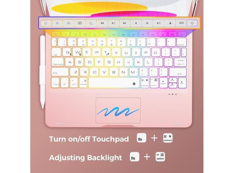 FUNDA CON TECLADO NOKBABO PARA IPAD 10/11 Y IPAD AIR, TRACKPAD, ROTACIÓN 360°, RETROILUMINADO, BLUETOOTH - 5