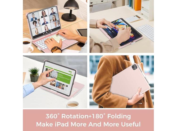 FUNDA CON TECLADO NOKBABO PARA IPAD 10/11 Y IPAD AIR, TRACKPAD, ROTACIÓN 360°, RETROILUMINADO, BLUETOOTH - 6