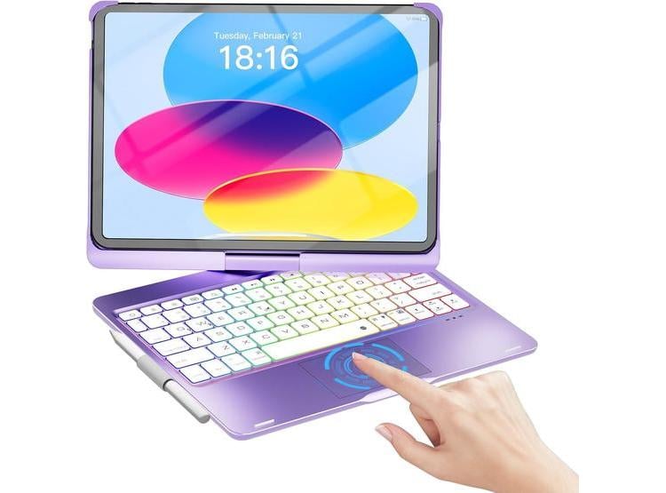 NOKBABO - FUNDA CON TECLADO INALÁMBRICO Y RETROILUMINADO PARA IPAD AIR Y PRO, COLOR PÚRPURA METÁLICO - 1