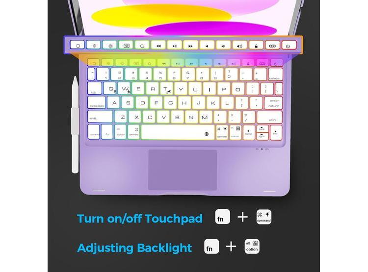 NOKBABO - FUNDA CON TECLADO INALÁMBRICO Y RETROILUMINADO PARA IPAD AIR Y PRO, COLOR PÚRPURA METÁLICO - 5