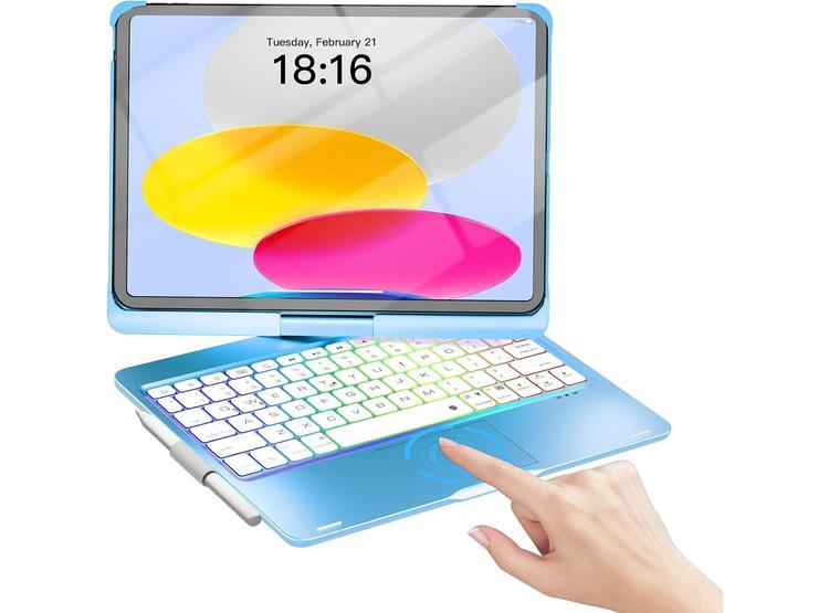 NOKBABO - FUNDA CON TECLADO INALÁMBRICO Y RETROILUMINADO PARA IPAD AIR Y PRO, COLOR PÚRPURA METÁLICO - 8