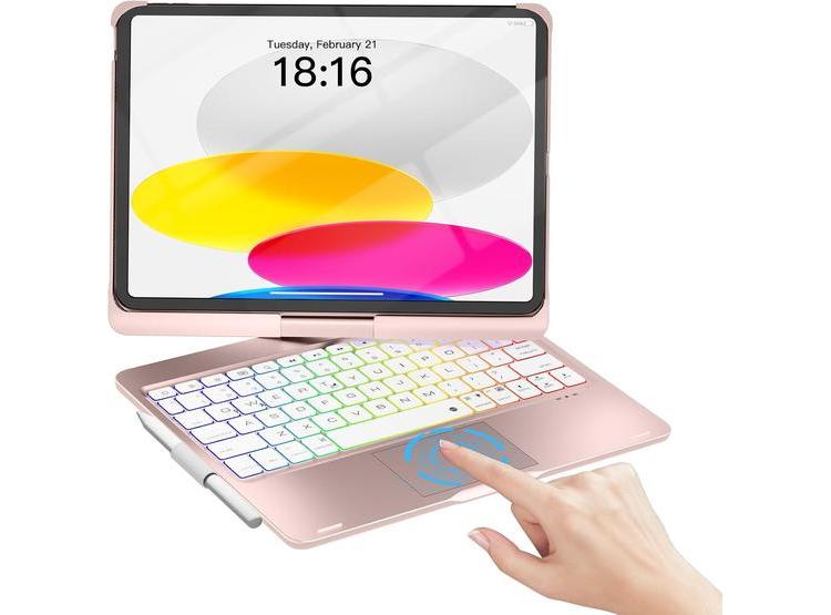 NOKBABO - FUNDA CON TECLADO INALÁMBRICO Y RETROILUMINADO PARA IPAD AIR Y PRO, COLOR PÚRPURA METÁLICO - 9