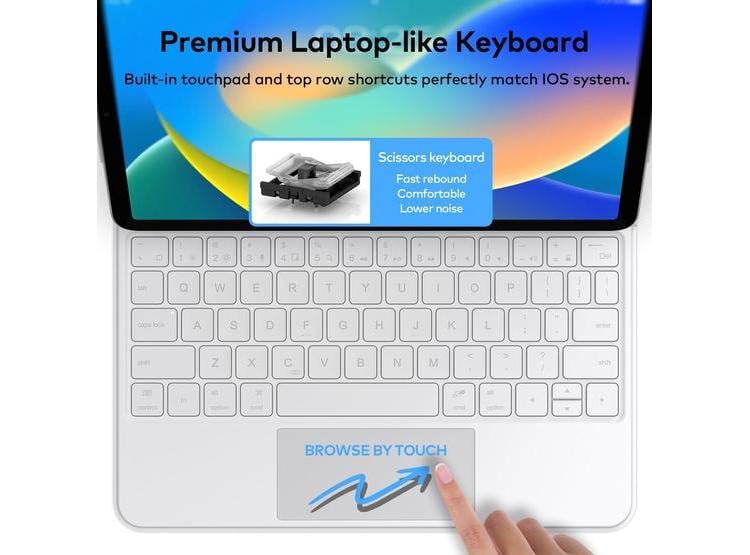 TECLADO MAGNÉTICO CON TRACKPAD PARA IPAD DE 10ª Y 11ª GENERACIÓN, SOPORTE VOLADIZO FLOTANTE INCLUIDO - 2