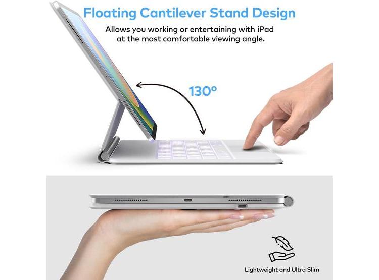 FUNDA MAGNÉTICA CON TECLADO Y TRACKPAD PARA IPAD AIR Y IPAD PRO, COMPATIBLE CON MÚLTIPLES GENERACIONES - 3