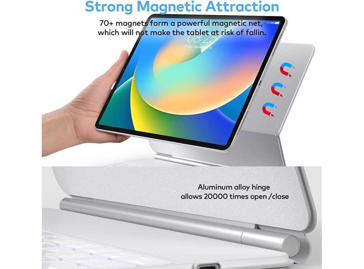 FUNDA MAGNÉTICA CON TECLADO Y TRACKPAD PARA IPAD AIR Y IPAD PRO, COMPATIBLE CON MÚLTIPLES GENERACIONES - 4
