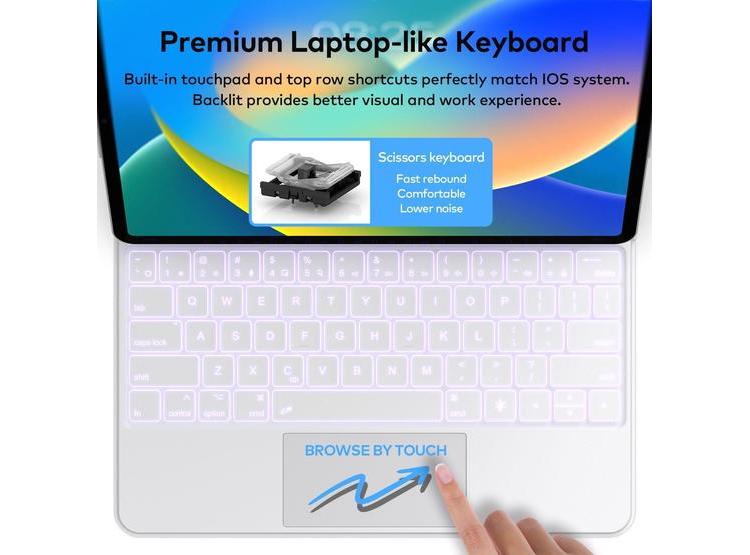 FUNDA MAGNÉTICA CON TECLADO Y TRACKPAD PARA IPAD AIR Y IPAD PRO, COMPATIBLE CON MÚLTIPLES GENERACIONES - 6