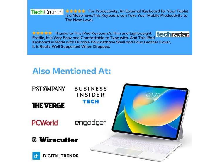 FUNDA MAGNÉTICA CON TECLADO Y TRACKPAD PARA IPAD AIR Y IPAD PRO, COMPATIBLE CON MÚLTIPLES GENERACIONES - 8